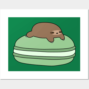 Little Sloth and Green Macaroon Posters and Art